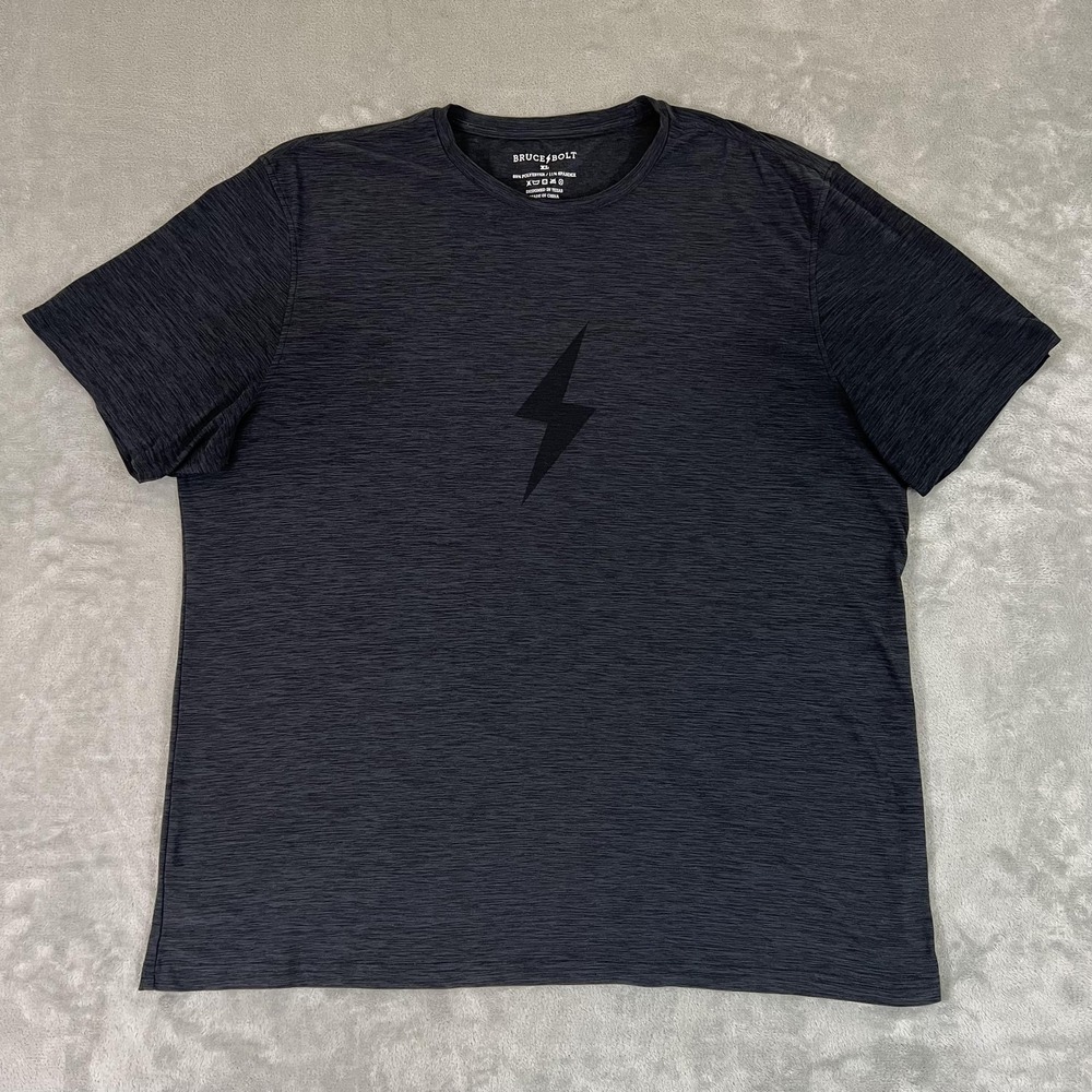 Bruce Bolt Shirt Mens XL Gray Lightning Bolt Athletic Performance Tee Training